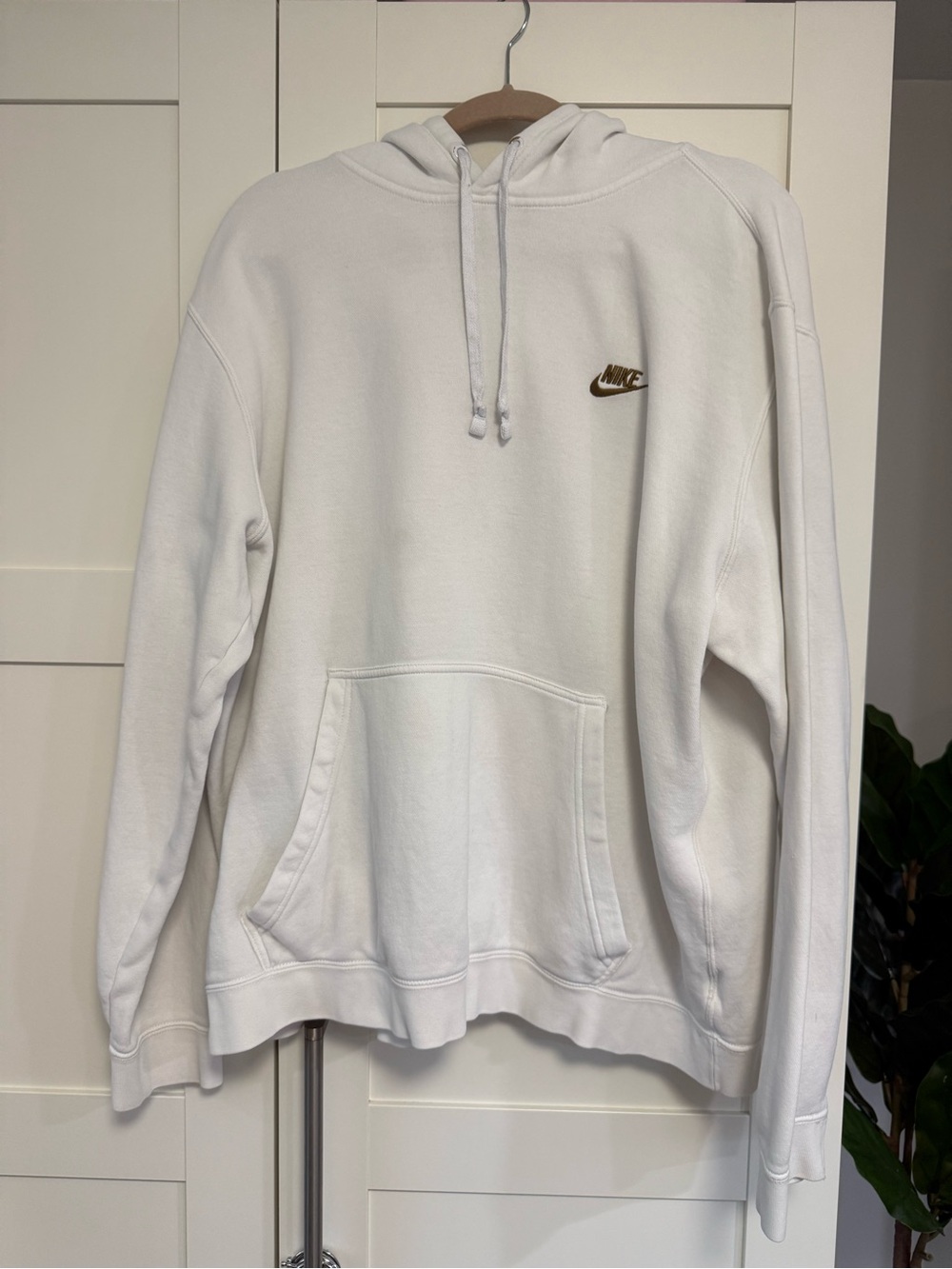 Vintage Nike White Hoodie with copper Swoosh